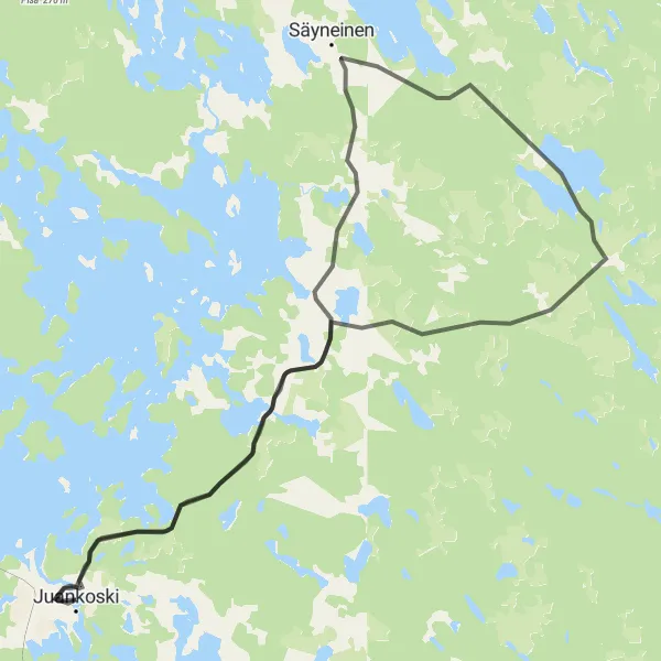 Map miniature of "Scenic Road Explorations" cycling inspiration in Pohjois- ja Itä-Suomi, Finland. Generated by Tarmacs.app cycling route planner