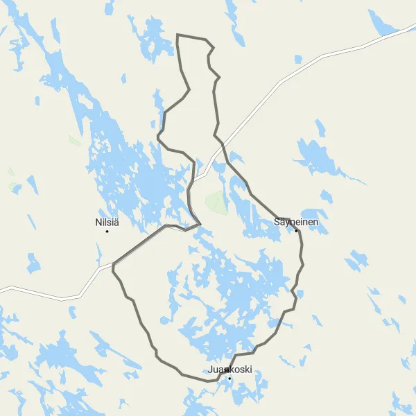 Map miniature of "Lake Scenic Road Cycling" cycling inspiration in Pohjois- ja Itä-Suomi, Finland. Generated by Tarmacs.app cycling route planner