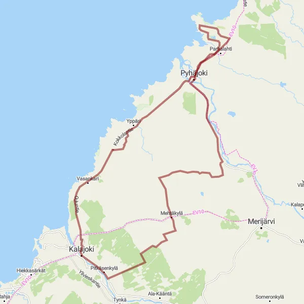 Map miniature of "Gravel Adventure in the Countryside" cycling inspiration in Pohjois- ja Itä-Suomi, Finland. Generated by Tarmacs.app cycling route planner