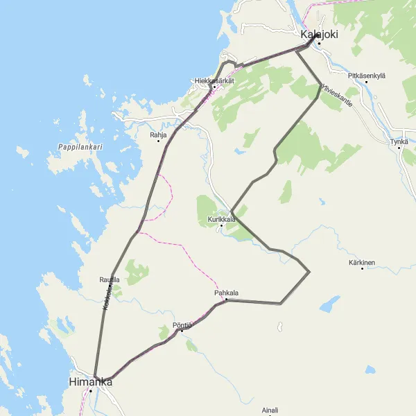 Map miniature of "Coastal Tour" cycling inspiration in Pohjois- ja Itä-Suomi, Finland. Generated by Tarmacs.app cycling route planner