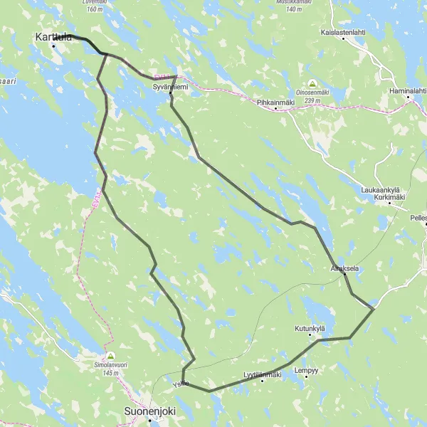 Map miniature of "Heritage Road Ride" cycling inspiration in Pohjois- ja Itä-Suomi, Finland. Generated by Tarmacs.app cycling route planner