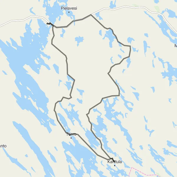 Map miniature of "The Tervo Trail" cycling inspiration in Pohjois- ja Itä-Suomi, Finland. Generated by Tarmacs.app cycling route planner