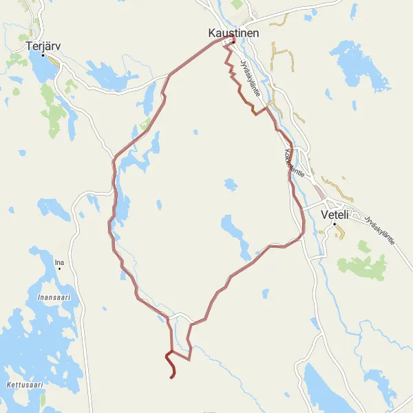 Map miniature of "Green Gravel Experience" cycling inspiration in Pohjois- ja Itä-Suomi, Finland. Generated by Tarmacs.app cycling route planner