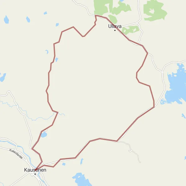 Karttaminiaatyyri "Ullava-kaupunki kierros" pyöräilyinspiraatiosta alueella Pohjois- ja Itä-Suomi, Finland. Luotu Tarmacs.app pyöräilyreittisuunnittelijalla