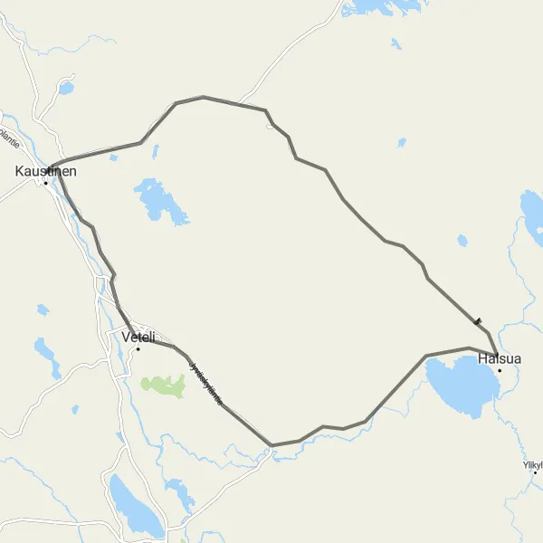 Map miniature of "Halsua Scenic Ride" cycling inspiration in Pohjois- ja Itä-Suomi, Finland. Generated by Tarmacs.app cycling route planner