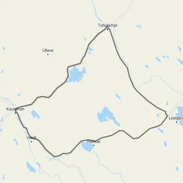 Map miniature of "Northern Landscape Adventure" cycling inspiration in Pohjois- ja Itä-Suomi, Finland. Generated by Tarmacs.app cycling route planner