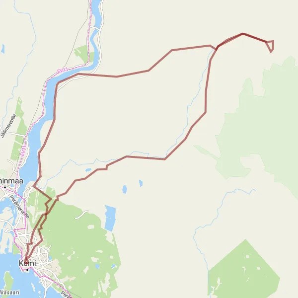 Map miniature of "Wilderness and River Views" cycling inspiration in Pohjois- ja Itä-Suomi, Finland. Generated by Tarmacs.app cycling route planner