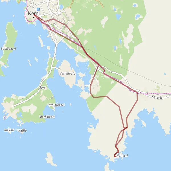 Map miniature of "Picturesque Gravel Path" cycling inspiration in Pohjois- ja Itä-Suomi, Finland. Generated by Tarmacs.app cycling route planner