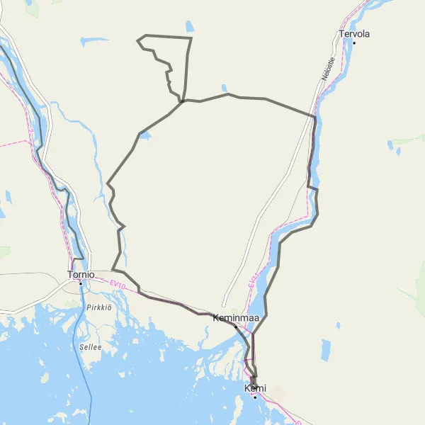 Map miniature of "Scenic Countryside Route" cycling inspiration in Pohjois- ja Itä-Suomi, Finland. Generated by Tarmacs.app cycling route planner