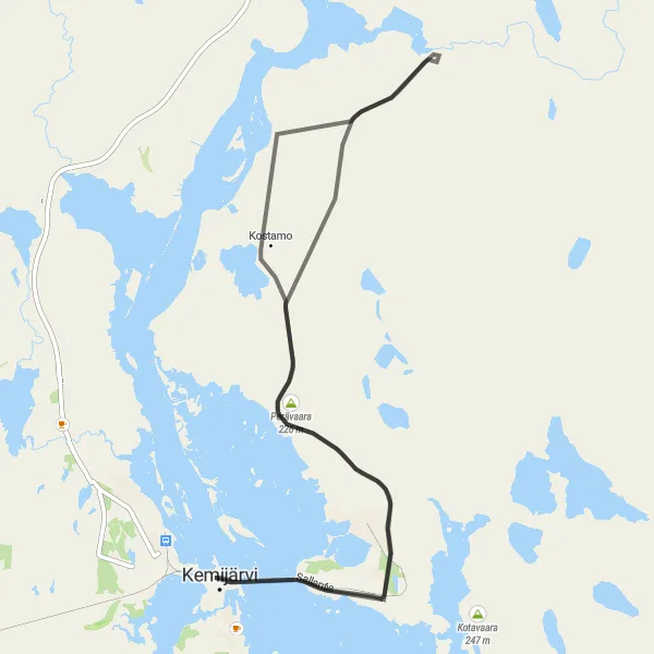 Map miniature of "The Scenic Sipovaara Loop" cycling inspiration in Pohjois- ja Itä-Suomi, Finland. Generated by Tarmacs.app cycling route planner