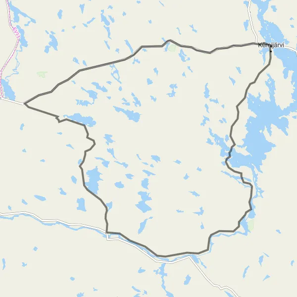 Map miniature of "Road Cycling Journey Along Kemijoki, Vanttauskoski, and Särkikangas" cycling inspiration in Pohjois- ja Itä-Suomi, Finland. Generated by Tarmacs.app cycling route planner