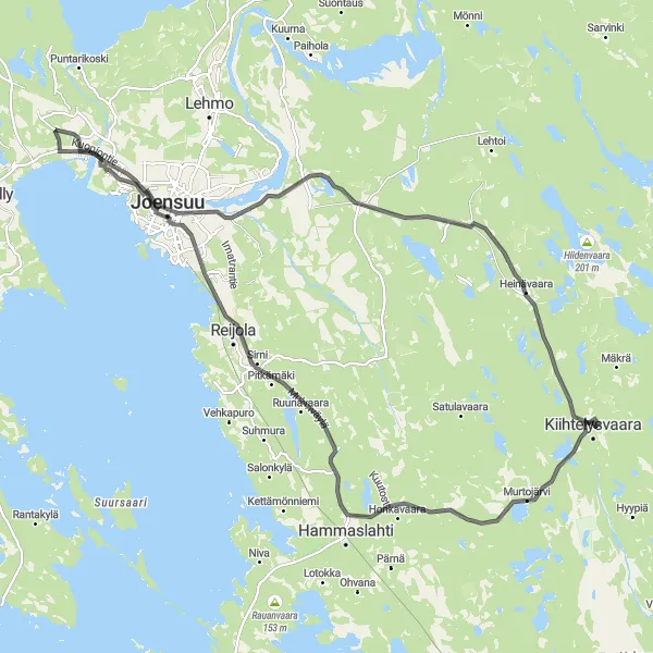 Karttaminiaatyyri "Hammaslahti - Hukanhauta - Noljakka - Utransaari - Heinävaara 96 km" pyöräilyinspiraatiosta alueella Pohjois- ja Itä-Suomi, Finland. Luotu Tarmacs.app pyöräilyreittisuunnittelijalla