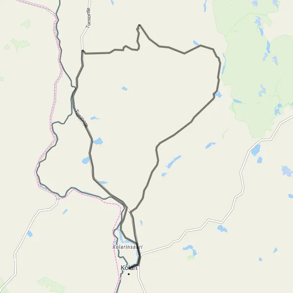 Map miniature of "Scenic Road Cycling: Kolari to Äkäslompolo" cycling inspiration in Pohjois- ja Itä-Suomi, Finland. Generated by Tarmacs.app cycling route planner