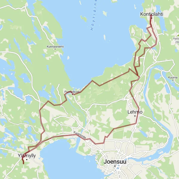 Map miniature of "Off-Road Adventure in the Wild" cycling inspiration in Pohjois- ja Itä-Suomi, Finland. Generated by Tarmacs.app cycling route planner