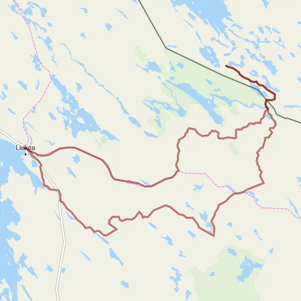 Karttaminiaatyyri "Lieksa - Iljanniemi Gravel Cycling Route" pyöräilyinspiraatiosta alueella Pohjois- ja Itä-Suomi, Finland. Luotu Tarmacs.app pyöräilyreittisuunnittelijalla