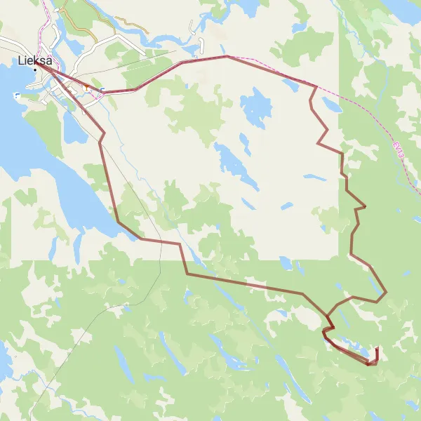 Map miniature of "Lieksa - Pankakoski Gravel Adventure" cycling inspiration in Pohjois- ja Itä-Suomi, Finland. Generated by Tarmacs.app cycling route planner