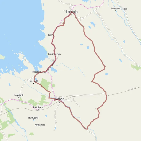 Map miniature of "Gravel Adventure" cycling inspiration in Pohjois- ja Itä-Suomi, Finland. Generated by Tarmacs.app cycling route planner