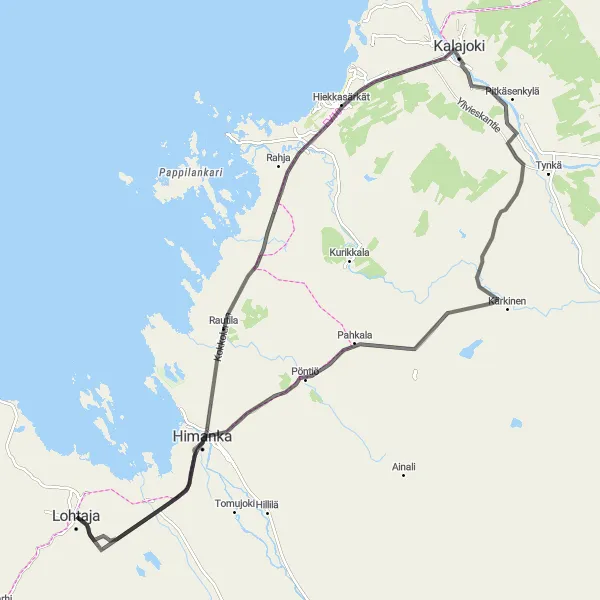 Map miniature of "Coastal Road Cruise" cycling inspiration in Pohjois- ja Itä-Suomi, Finland. Generated by Tarmacs.app cycling route planner