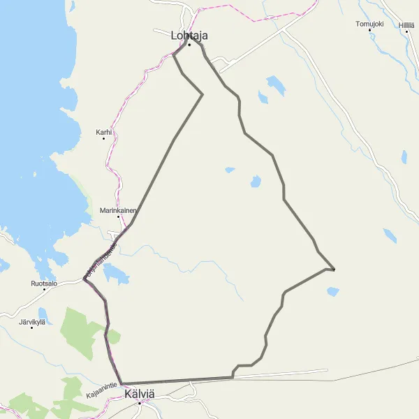 Map miniature of "Scenic Road Ride" cycling inspiration in Pohjois- ja Itä-Suomi, Finland. Generated by Tarmacs.app cycling route planner