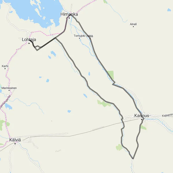 Map miniature of "Lohtaja to Roikola Scenic Route" cycling inspiration in Pohjois- ja Itä-Suomi, Finland. Generated by Tarmacs.app cycling route planner