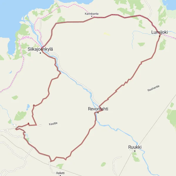 Karttaminiaatyyri "Revonlahti - Karinkanta Gravel Loop" pyöräilyinspiraatiosta alueella Pohjois- ja Itä-Suomi, Finland. Luotu Tarmacs.app pyöräilyreittisuunnittelijalla