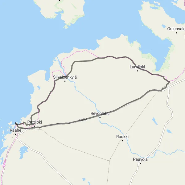 Map miniature of "Maunula's Serpentine Road Adventure" cycling inspiration in Pohjois- ja Itä-Suomi, Finland. Generated by Tarmacs.app cycling route planner