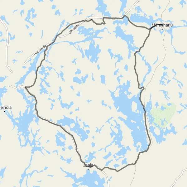 Map miniature of "Panoramic Road through Finnish Landscapes" cycling inspiration in Pohjois- ja Itä-Suomi, Finland. Generated by Tarmacs.app cycling route planner
