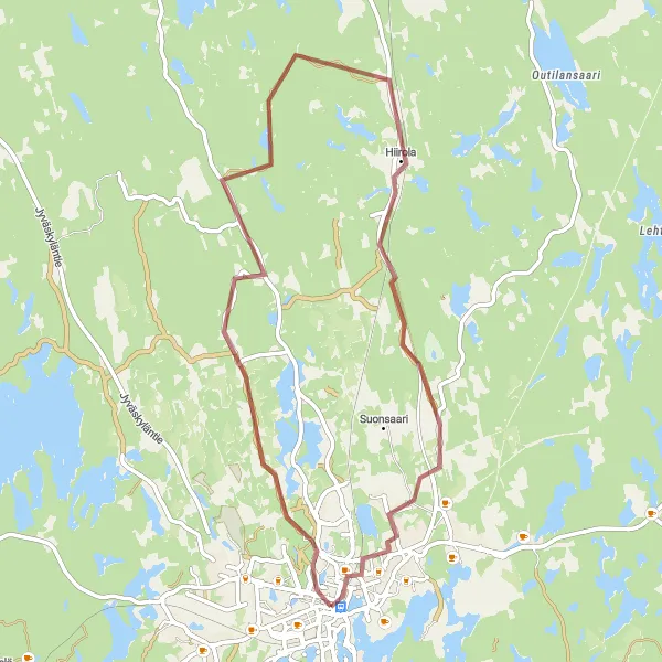 Map miniature of "Mikkeli Gravel Route" cycling inspiration in Pohjois- ja Itä-Suomi, Finland. Generated by Tarmacs.app cycling route planner