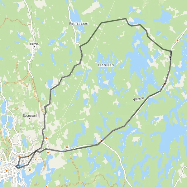 Karttaminiaatyyri "Kulje mantereelta mantereelle Mikkeli-Kaarina reitin käännöksessä" pyöräilyinspiraatiosta alueella Pohjois- ja Itä-Suomi, Finland. Luotu Tarmacs.app pyöräilyreittisuunnittelijalla