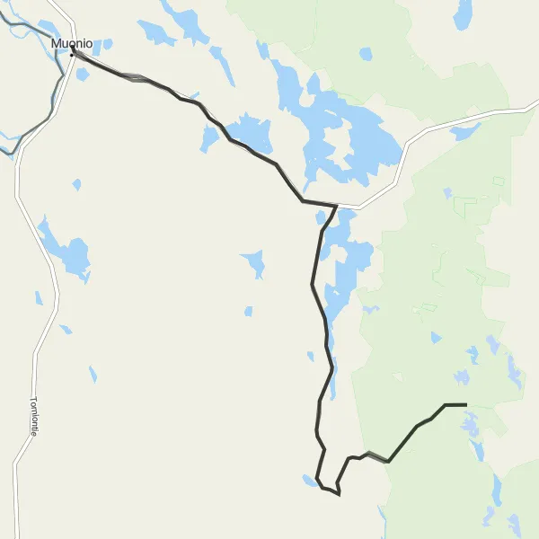 Map miniature of "Outakero Challenge" cycling inspiration in Pohjois- ja Itä-Suomi, Finland. Generated by Tarmacs.app cycling route planner