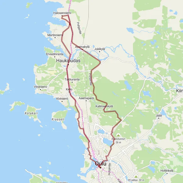 Map miniature of "Island Hopping Adventure" cycling inspiration in Pohjois- ja Itä-Suomi, Finland. Generated by Tarmacs.app cycling route planner