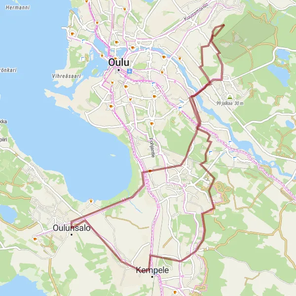 Map miniature of "Gravel Adventure through Captivating Landscapes" cycling inspiration in Pohjois- ja Itä-Suomi, Finland. Generated by Tarmacs.app cycling route planner