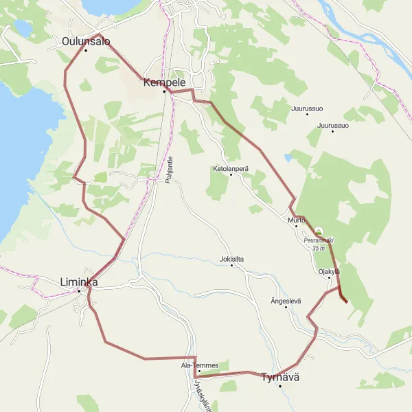 Map miniature of "Off the Beaten Path Gravel Exploration" cycling inspiration in Pohjois- ja Itä-Suomi, Finland. Generated by Tarmacs.app cycling route planner