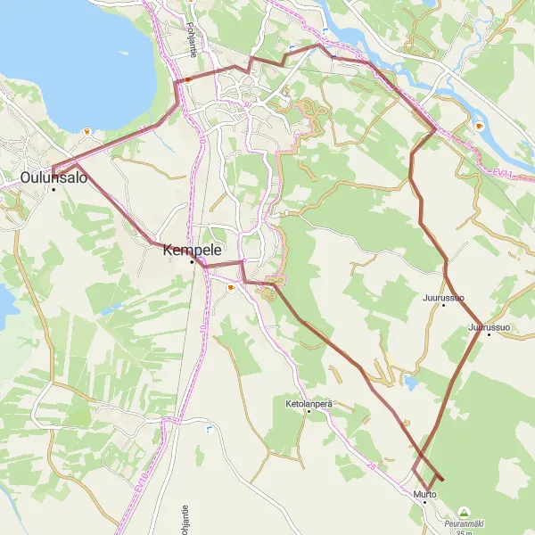 Map miniature of "Scenic Gravel Ride through Countryside" cycling inspiration in Pohjois- ja Itä-Suomi, Finland. Generated by Tarmacs.app cycling route planner