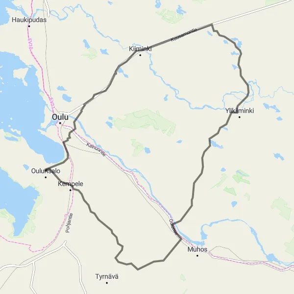 Map miniature of "The Ultimate Finnish Road Cycling Adventure" cycling inspiration in Pohjois- ja Itä-Suomi, Finland. Generated by Tarmacs.app cycling route planner