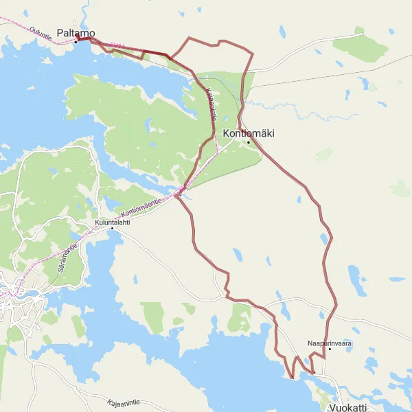 Map miniature of "Jormua Gravel Escape" cycling inspiration in Pohjois- ja Itä-Suomi, Finland. Generated by Tarmacs.app cycling route planner