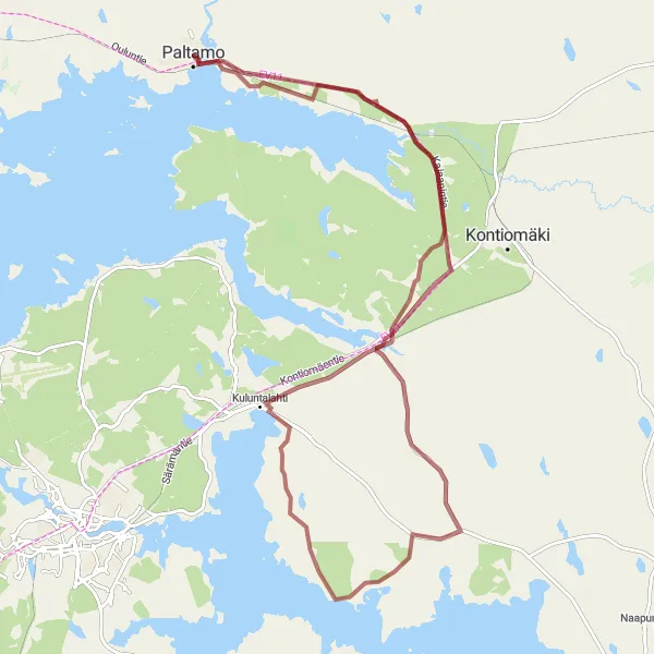 Map miniature of "Scenic Jormua Gravel Loop" cycling inspiration in Pohjois- ja Itä-Suomi, Finland. Generated by Tarmacs.app cycling route planner