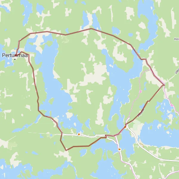 Karttaminiaatyyri "Lyhyt Tarhavesi kierros" pyöräilyinspiraatiosta alueella Pohjois- ja Itä-Suomi, Finland. Luotu Tarmacs.app pyöräilyreittisuunnittelijalla