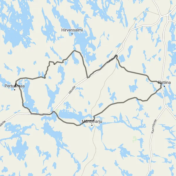 Map miniature of "Lihavanpää and Koirakivi Adventure Road" cycling inspiration in Pohjois- ja Itä-Suomi, Finland. Generated by Tarmacs.app cycling route planner