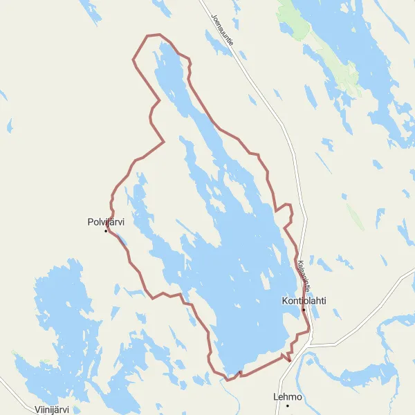 Map miniature of "Polvijärvi to Puntarikoski Gravel Route" cycling inspiration in Pohjois- ja Itä-Suomi, Finland. Generated by Tarmacs.app cycling route planner