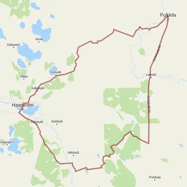 Map miniature of "Northwest Gravel Adventure" cycling inspiration in Pohjois- ja Itä-Suomi, Finland. Generated by Tarmacs.app cycling route planner