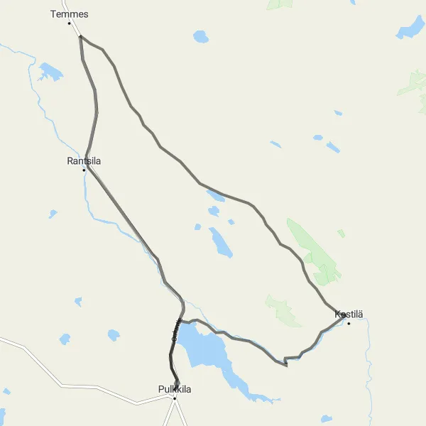 Map miniature of "Road Cycling Bliss" cycling inspiration in Pohjois- ja Itä-Suomi, Finland. Generated by Tarmacs.app cycling route planner
