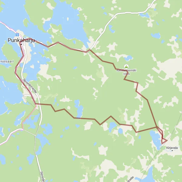 Karttaminiaatyyri "Kolmikannan Kierros Lyhyt" pyöräilyinspiraatiosta alueella Pohjois- ja Itä-Suomi, Finland. Luotu Tarmacs.app pyöräilyreittisuunnittelijalla