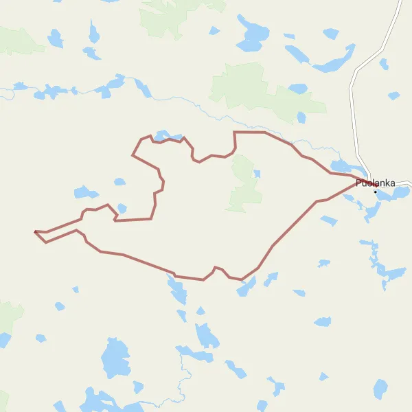 Karttaminiaatyyri "Puolanka - Kivarinjärvi Route" pyöräilyinspiraatiosta alueella Pohjois- ja Itä-Suomi, Finland. Luotu Tarmacs.app pyöräilyreittisuunnittelijalla