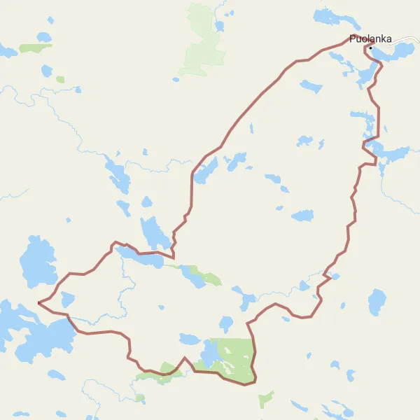 Map miniature of "Puolanka-323-105" cycling inspiration in Pohjois- ja Itä-Suomi, Finland. Generated by Tarmacs.app cycling route planner
