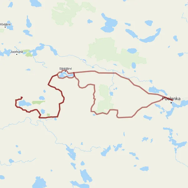 Map miniature of "Puolanka-243-117" cycling inspiration in Pohjois- ja Itä-Suomi, Finland. Generated by Tarmacs.app cycling route planner