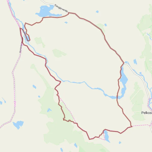 Map miniature of "Pyhäjärvi Gravel Adventure" cycling inspiration in Pohjois- ja Itä-Suomi, Finland. Generated by Tarmacs.app cycling route planner