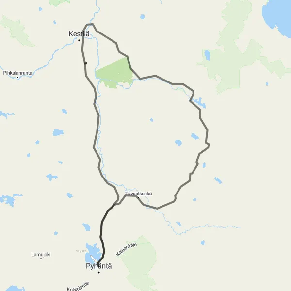 Map miniature of "Pyhäntä Loop 2" cycling inspiration in Pohjois- ja Itä-Suomi, Finland. Generated by Tarmacs.app cycling route planner