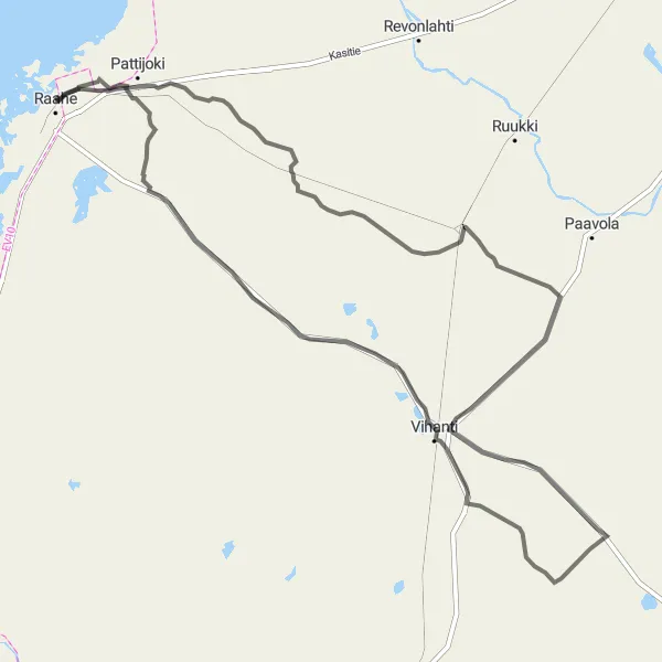 Map miniature of "Vihanti Exploration" cycling inspiration in Pohjois- ja Itä-Suomi, Finland. Generated by Tarmacs.app cycling route planner