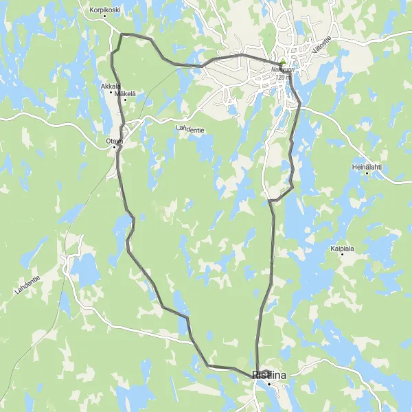 Map miniature of "Lakeside Journey" cycling inspiration in Pohjois- ja Itä-Suomi, Finland. Generated by Tarmacs.app cycling route planner